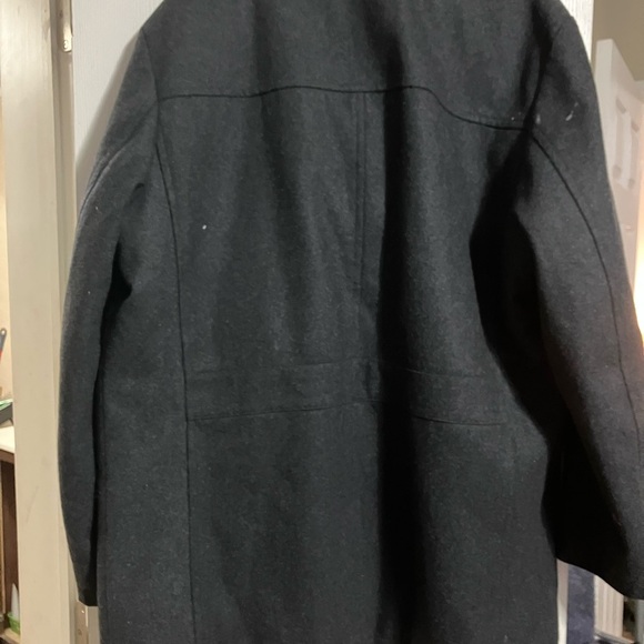 London Fog Black Pea Coat Wool Blend Tailored - Picture 7 of 7